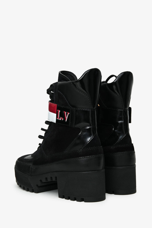 Louis Vuitton Black Suede Striped Combat 'Laureate' Boots Size 38