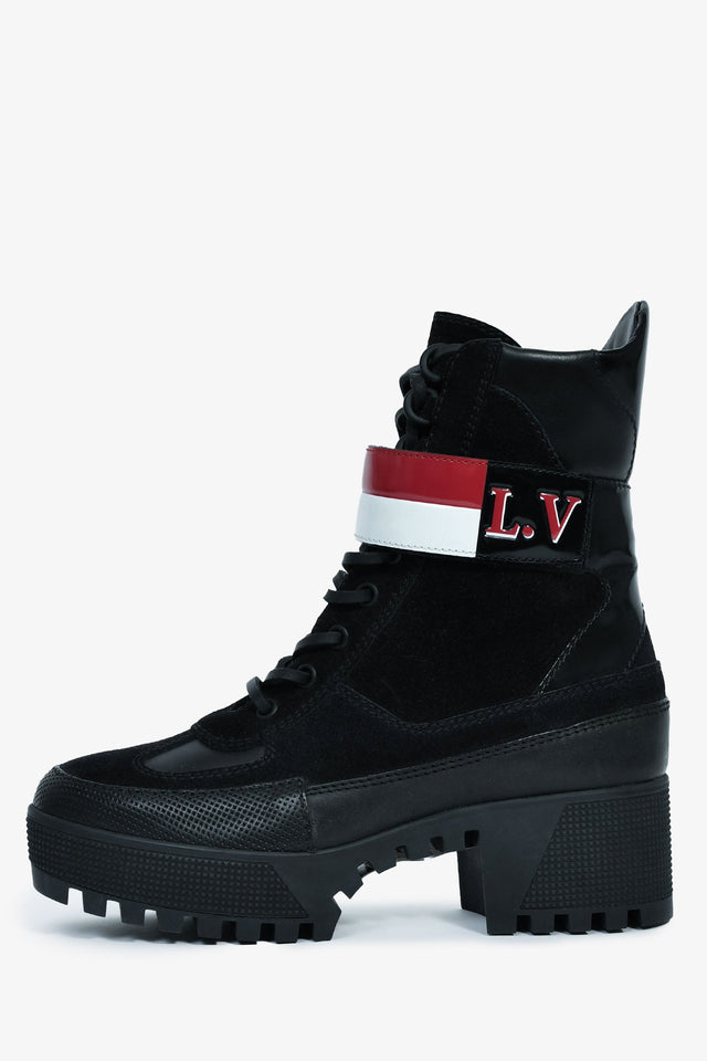 Louis Vuitton Black Suede Striped Combat 'Laureate' Boots Size 36