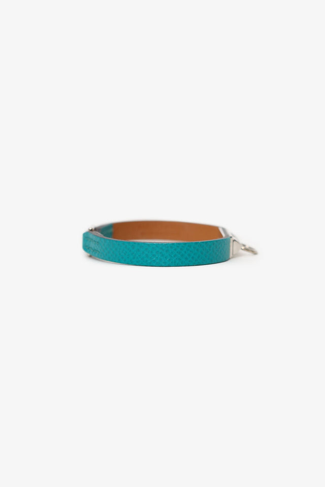 Hermes Blue Leather Rivale Mini Bracelet
