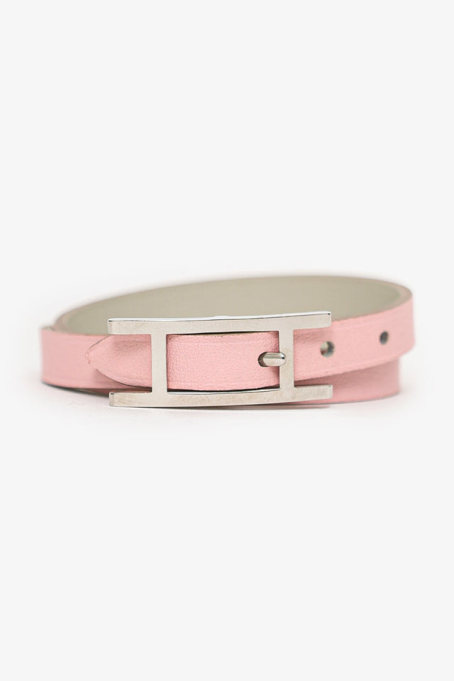 Hermes Pink Swift Leather Behapi Double Tour Bracelet