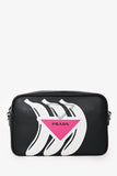 Prada Black Leather Banana Printed Camera Crossbody Bag