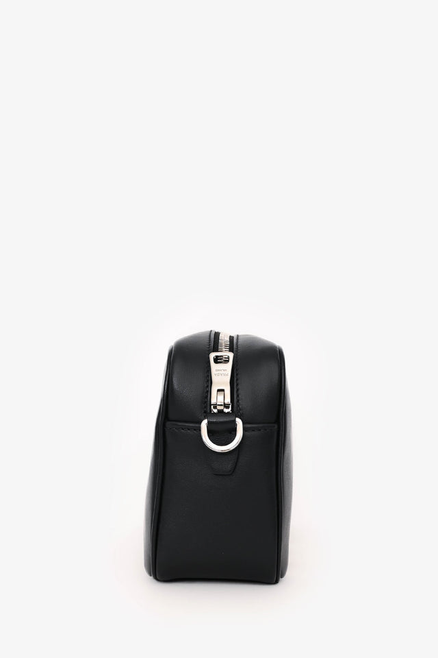 Prada Black Leather Banana Printed Camera Crossbody Bag