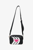 Prada Black Leather Banana Printed Camera Crossbody Bag