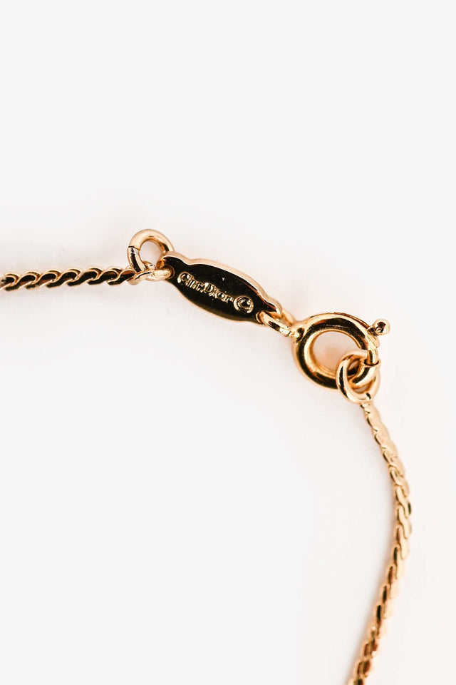 Christian Dior Vintage Gold Tone Metal Logo Bracelet