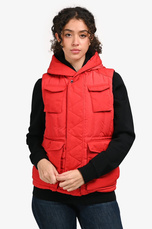 Burberry Red Zip Up Down Vest Estimated Size XS