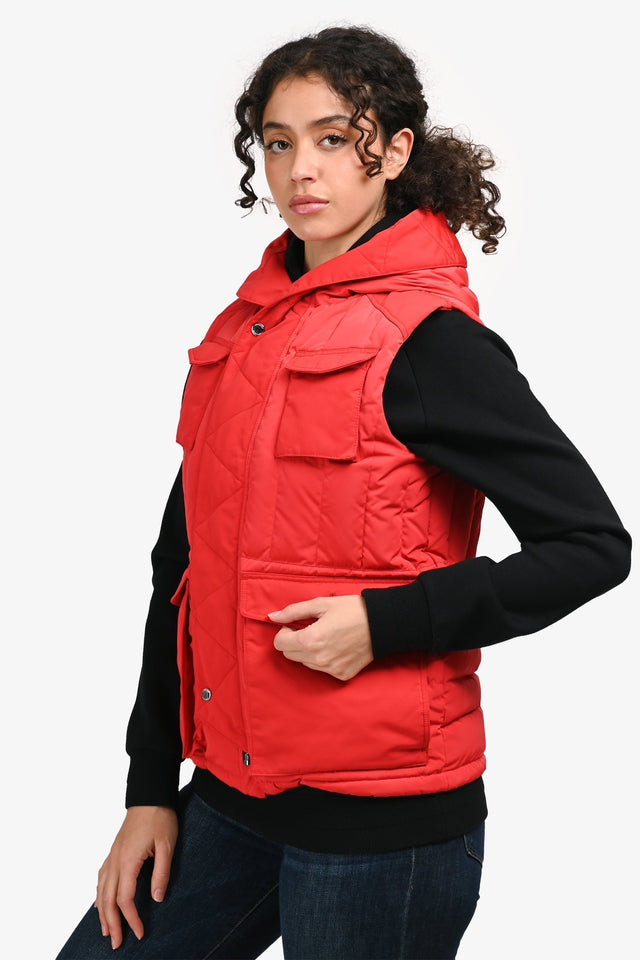 Burberry Red Zip Up Down Vest Estimated Size XS