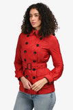 Burberry Brit Red Nylon Double Breasted Short Trench Coat Size 2 US