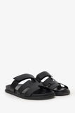 Hermes Black Leather Chypre Sandals Size 38