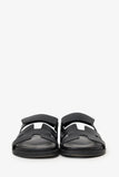 Hermes Black Leather Chypre Sandals Size 38