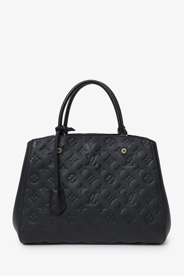 Louis Vuitton 2015 Black Empreinte Leather Montaigne Top Handle With Strap