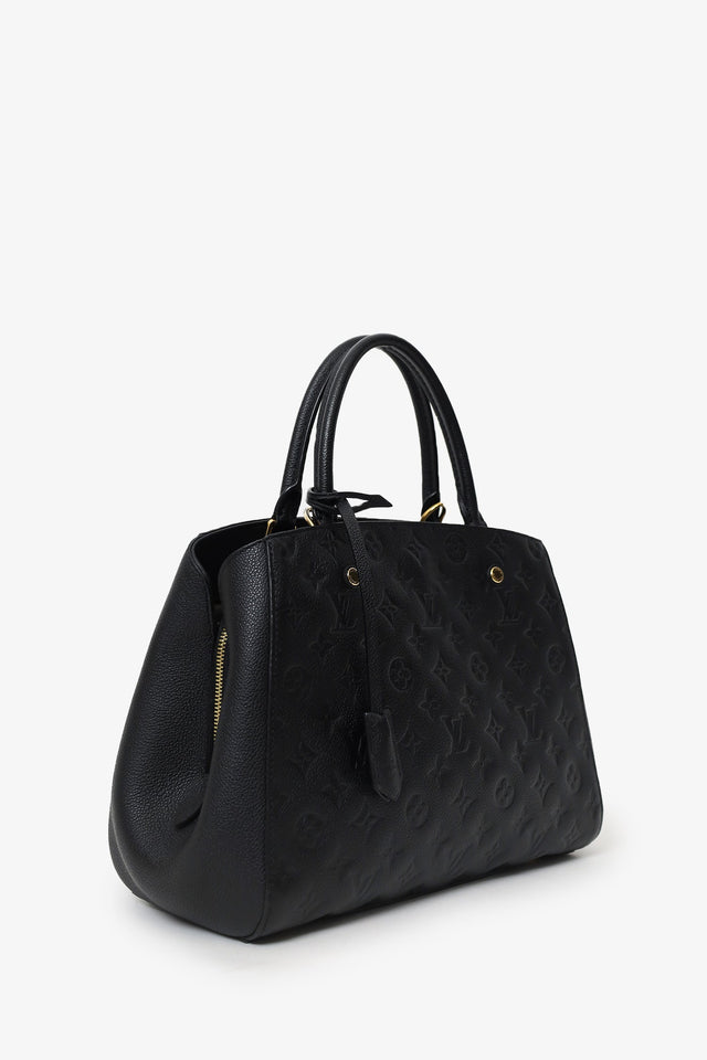 Louis Vuitton 2015 Black Empreinte Leather Montaigne Top Handle With Strap