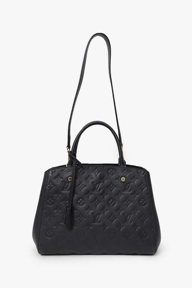Louis Vuitton 2015 Black Empreinte Leather Montaigne Top Handle With Strap