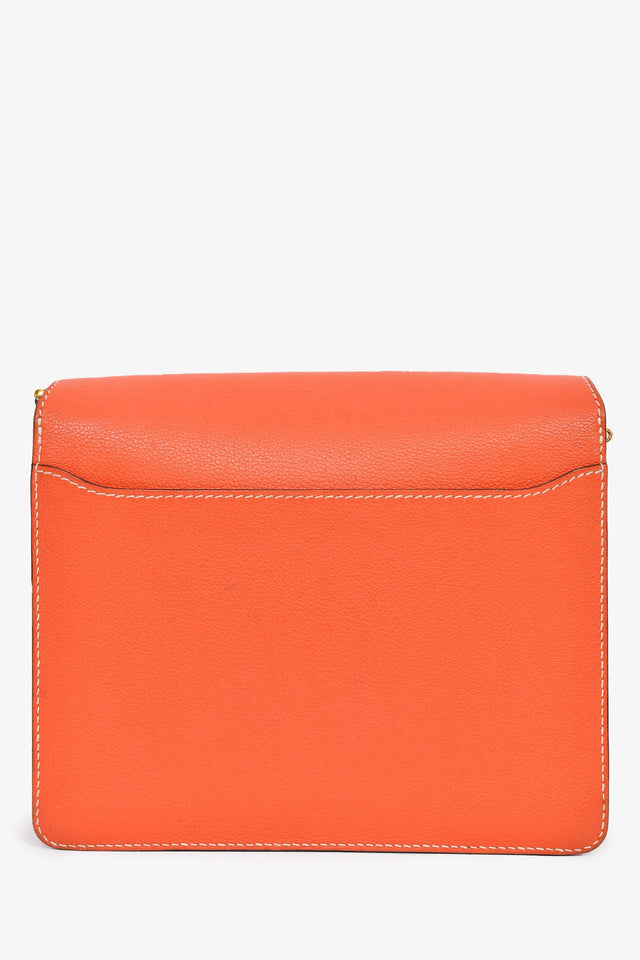Hermes Orange Evercolour Leather 'Sac Roulis' 23 Crossbody