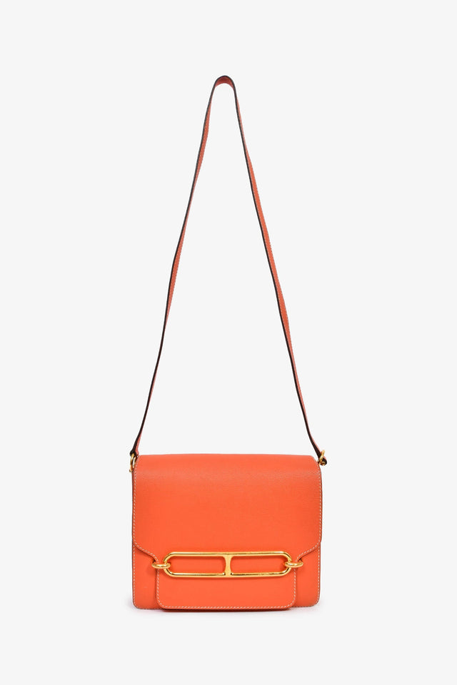 Hermes Orange Evercolour Leather 'Sac Roulis' 23 Crossbody
