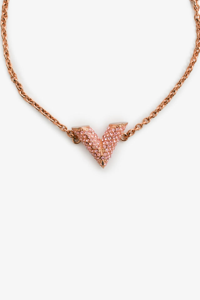 Louis Vuitton Rose Gold Toned Pink Crystals V Bracelet