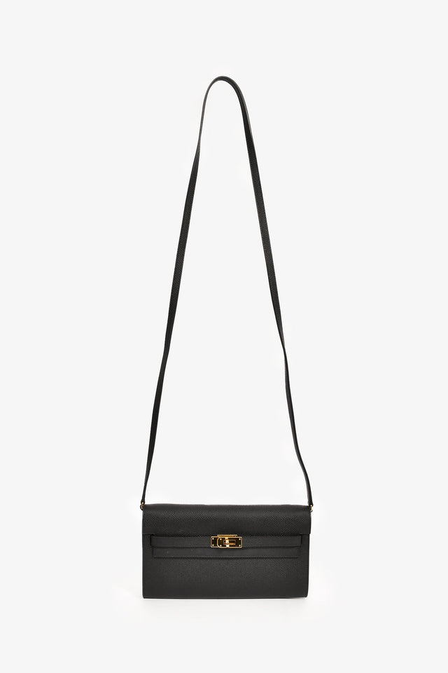 Hermes Black Epsom Leather Kelly Togo Crossbody