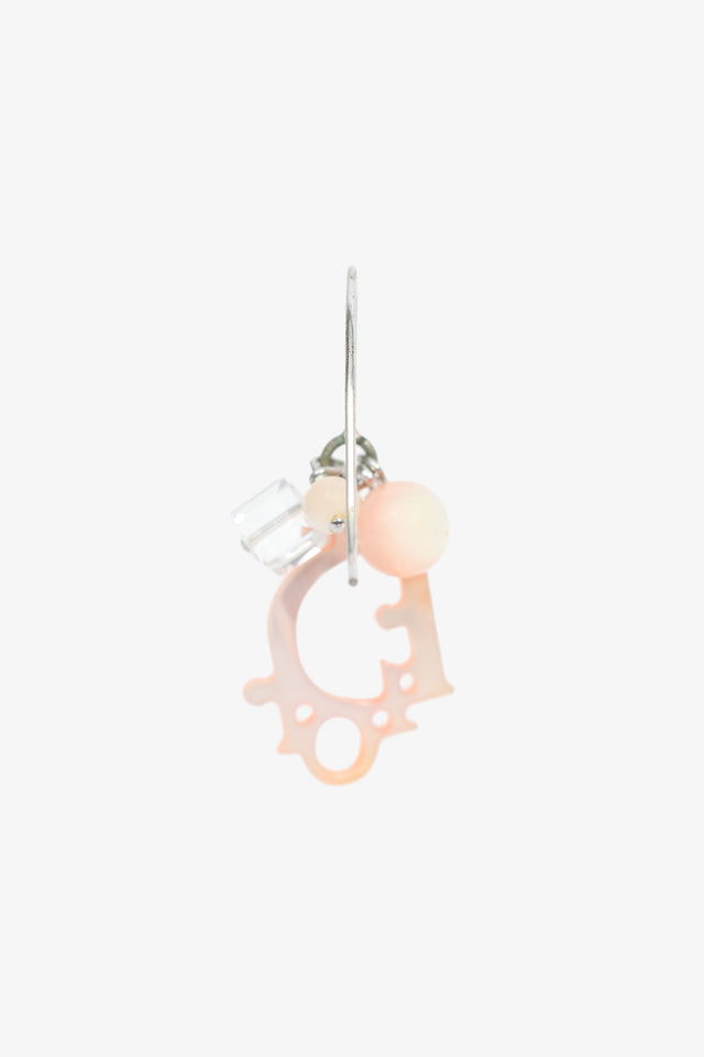 Christian Dior Pink/Silver Tone Logo Drop Earrings