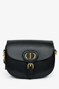 Christian Dior Black Leather Large Bobby Oblique Canvas Strap Crossbody Bag