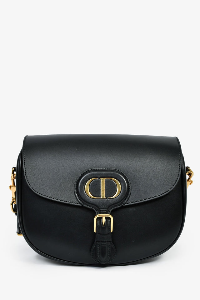 Christian Dior Black Leather Large Bobby Oblique Canvas Strap Crossbody Bag