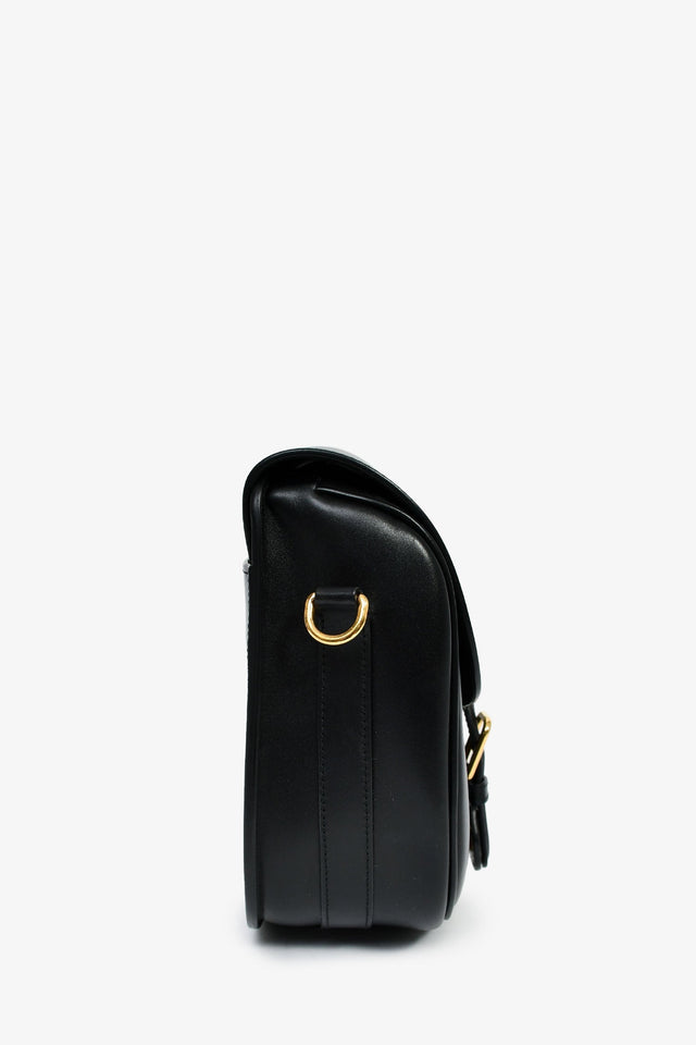 Christian Dior Black Leather Large Bobby Oblique Canvas Strap Crossbody Bag