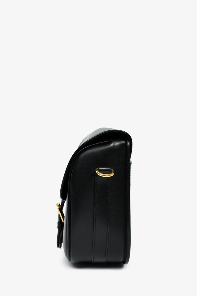 Christian Dior Black Leather Large Bobby Oblique Canvas Strap Crossbody Bag