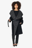 Louis Vuitton Black Wool Monogram Hooded Wrap Coat Size 44