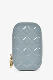 Christian Dior 2022 Blue Cannage Patent 'Call'in Dior' Phone Holder With Chain Strap