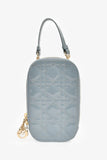 Christian Dior 2022 Blue Cannage Patent 'Call'in Dior' Phone Holder With Chain Strap