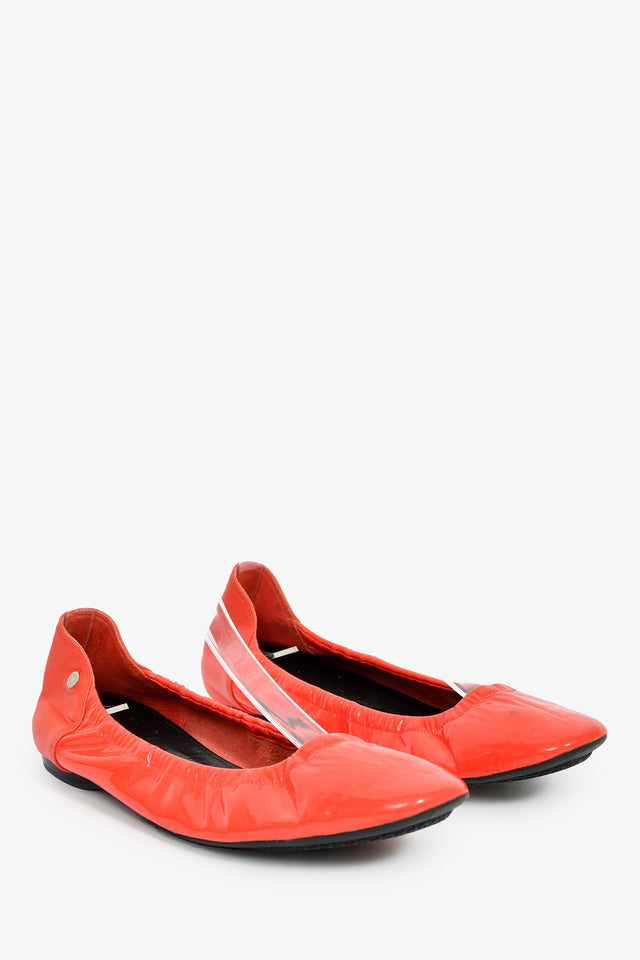 Hermes Orange Patent Ballet Flats Size 36.5
