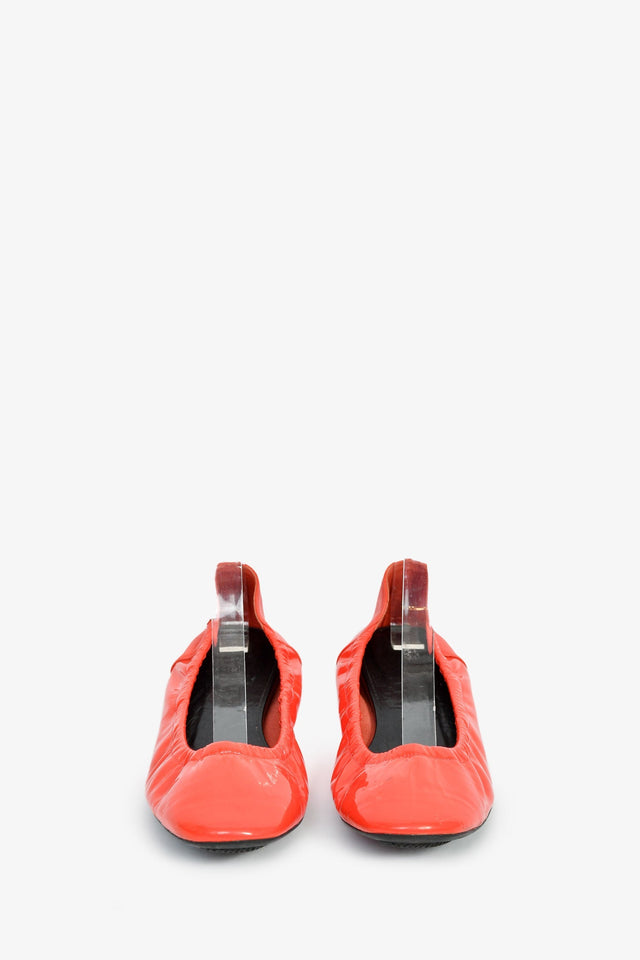 Hermes Orange Patent Ballet Flats Size 36.5