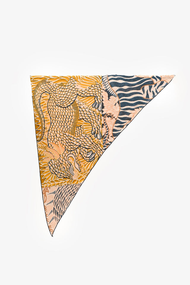 Hermes Yellow/Navy Cashmere 'Jan Bajtlik' Triangle Scarf