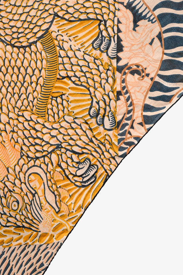 Hermes Yellow/Navy Cashmere 'Jan Bajtlik' Triangle Scarf