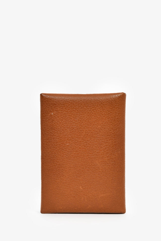 Hermes 2024 Brown Leather Calvi Duo Compact  Holder