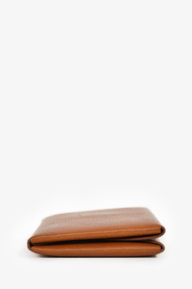 Hermes 2024 Brown Leather Calvi Duo Compact  Holder