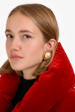 Christian Dior Gold Tone Metal/Faux Pearl Ear Clips