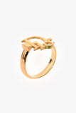 Christian Dior Gold Tone Metal Logo Ring Size 5