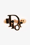 Christian Dior Gold Tone Metal Logo Ring Size 5