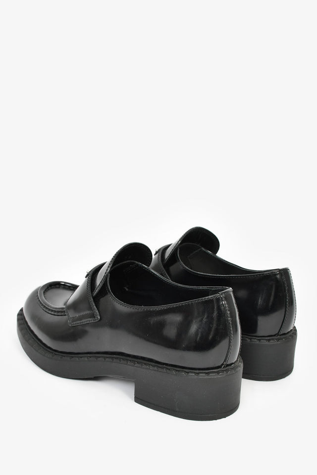 Prada Black Brushed Leather Loafers Size 39