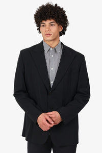 Prada Black Wool Blend Suit Jacket Size 58R Mens