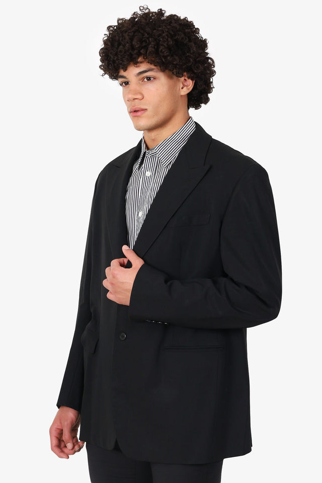 Prada Black Wool Blend Suit Jacket Size 58R Mens