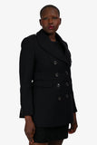 Burberry Brit Black Wool Double Breasted Short Coat Size 8 US