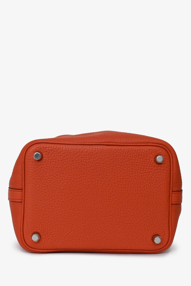 Hermes 2016 Burnt Orange Clemence Leather Picotin 18 Silver Hardware