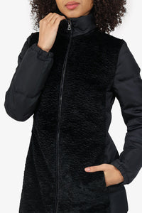 Prada Black Nylon/Shearling Quilted Zip-up Puffer Jacket Size 38