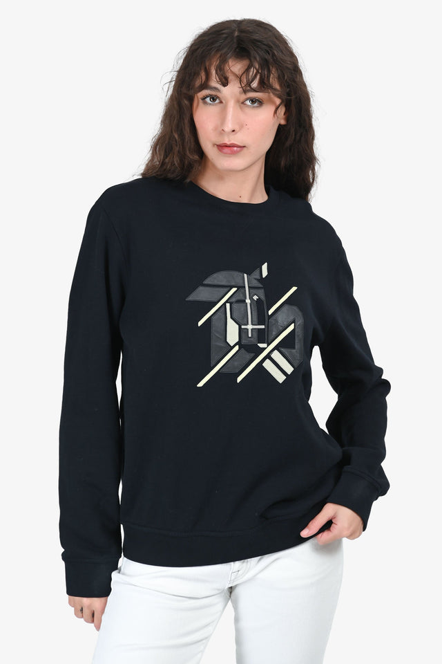 Hermes Black Graphic Print Sweatshirt Size M