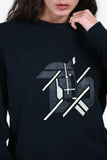Hermes Black Graphic Print Sweatshirt Size M