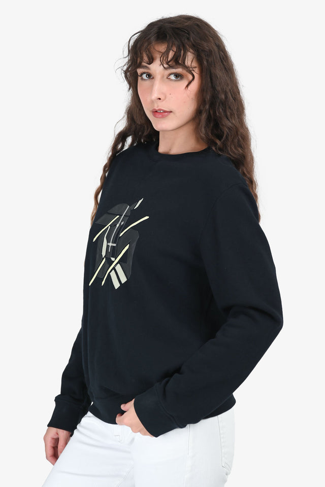 Hermes Black Graphic Print Sweatshirt Size M