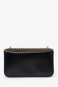 Prada Black Leather Triangle Logo Chain Shoulder Bag