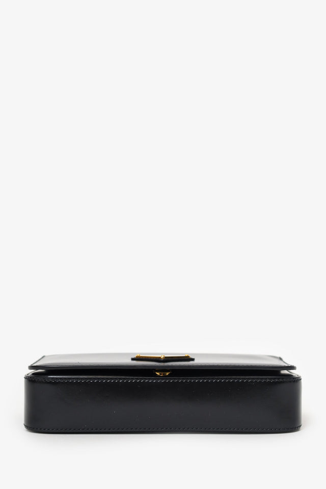 Prada Black Leather Triangle Logo Chain Shoulder Bag