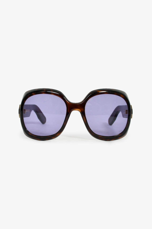 Christian Dior Brown Tortoiseshell 'Lady' Oversized Sunglasses