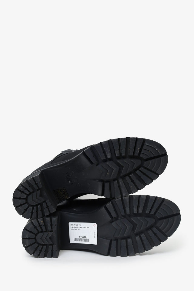 Prada Black Re-Nylon Chunky Block Heeled Boots Size 37.5